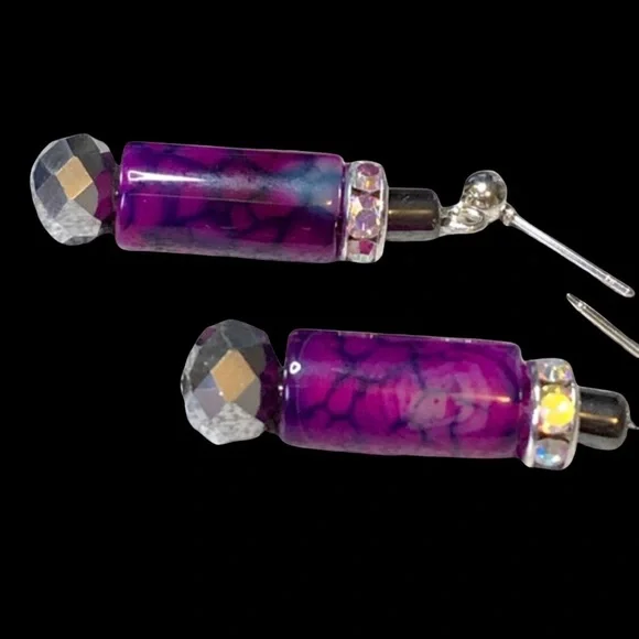 🐲Purple dragon vein agate earrings- handmade - Picture 2 of 6
